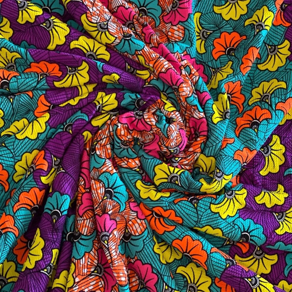 Colorful Mixed Print Poly Stretch Multicolor Fabric